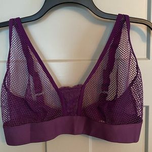 Purple Mesh Bralette with Gold Detailing — Size 36 h/i — Worn Once